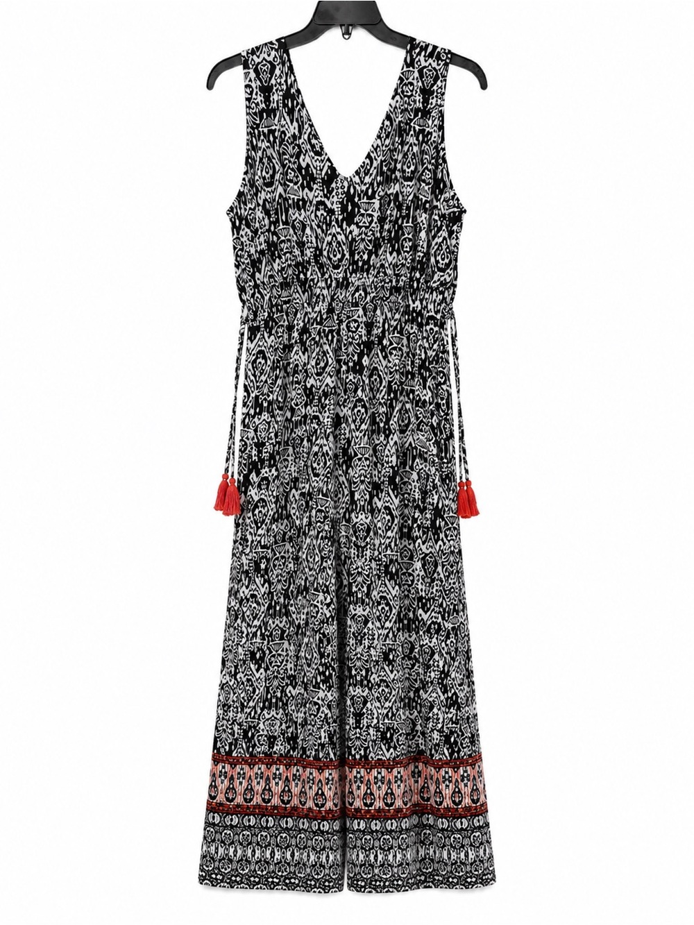 Black & White Tribal Print Rayon Flare Leg Jumpsuit Romper 1X New Direction
